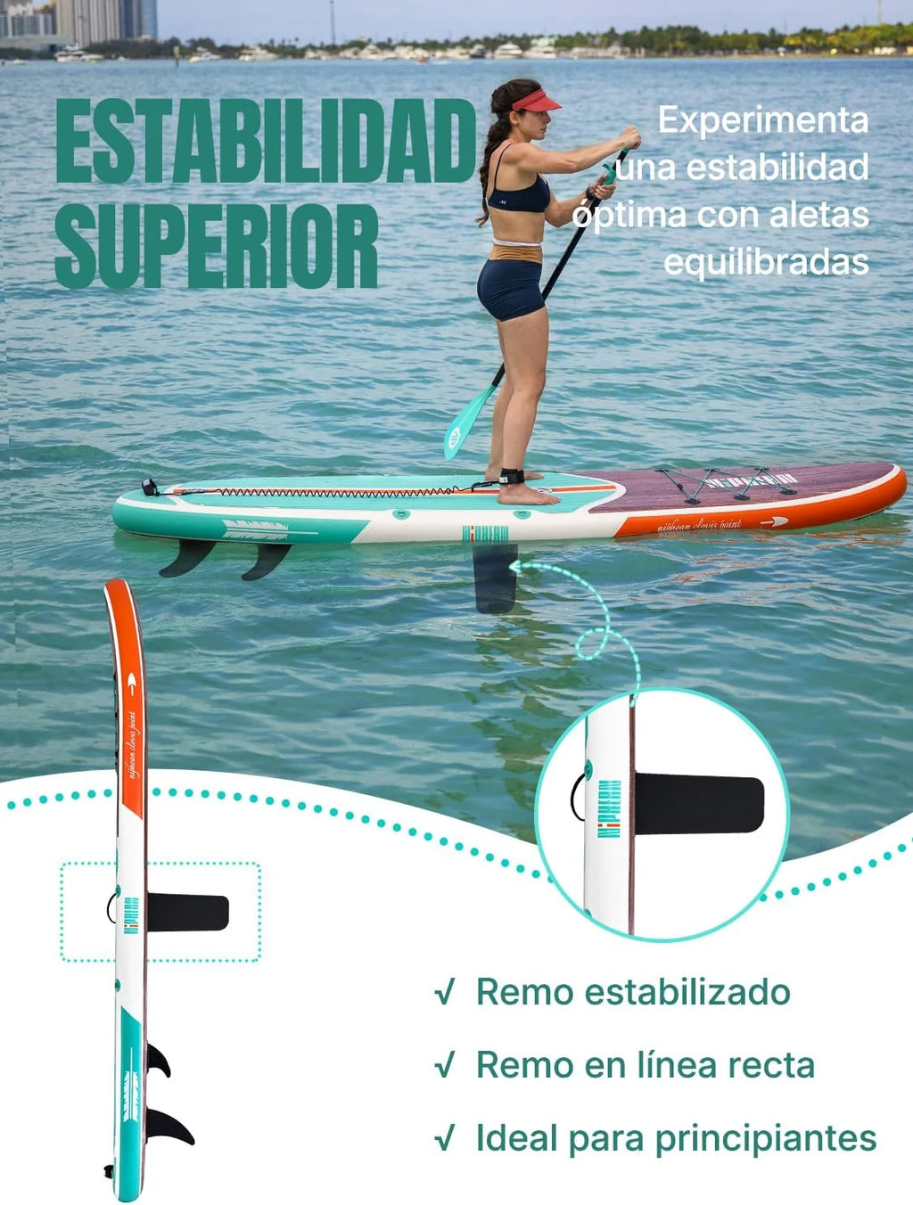 Niphean Dmuchana Deska Paddle Surf dla Dorosłych ze Wszystkimi Akcesoriami, Dmuchana Deska SUP 320cm dla Wszystkich Poziomów, SUP o Nośności 200kg dla 2 Osób, Deska Stand Up Paddle z Siedziskiem