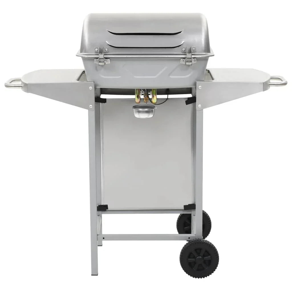 Przenośny grill gazowy z 2 strefami, srebrny, stal nierdzewna Vidaxl