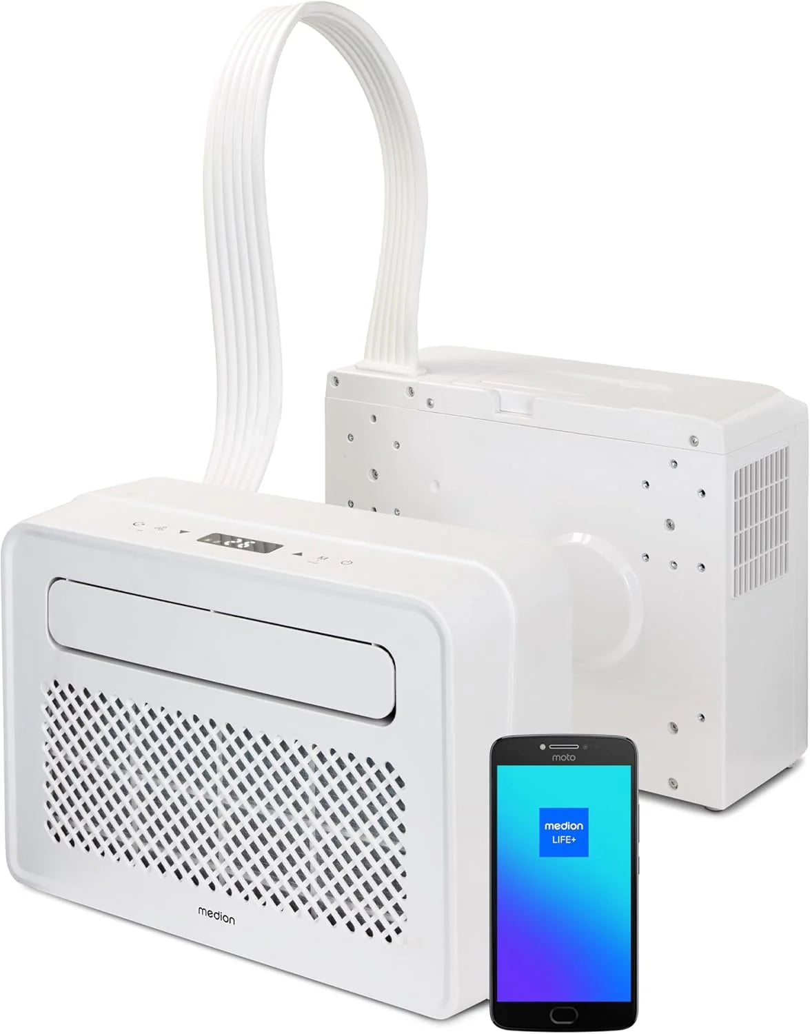 Klimatyzator MEDION Smart Split do przyczepy kempingowej P502 (5000 BTU, 3 w 1, chłodzenie, osuszanie, wentylator, do 12 m², idealny do przyczep kempingowych, kamperów, tryb nocny, WiFi, aplikacja, MD 37735)