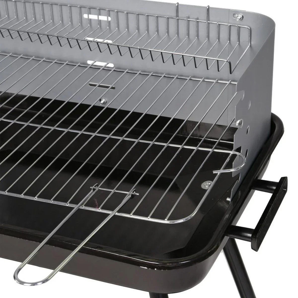Grill węglowy Lolahome ze stalowym rusztem, 57x38x80 cm, czarny