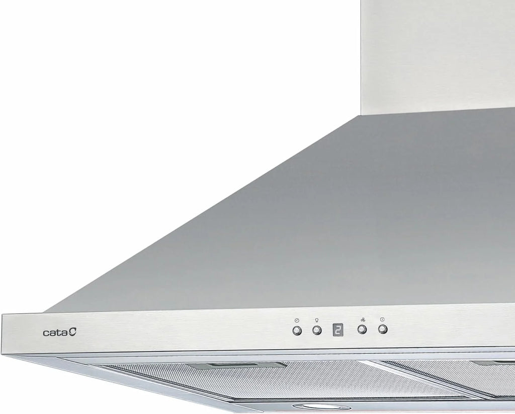 CATA Okap kuchenny BETA PRO 7000 X Sterowanie elektroniczne Timer 3 poziomy mocy wyciągu 1027 m3/h Poziom hałasu 64 dB Silnik A100 Pobór mocy 380 W Oświetlenie LED Kolor Inox