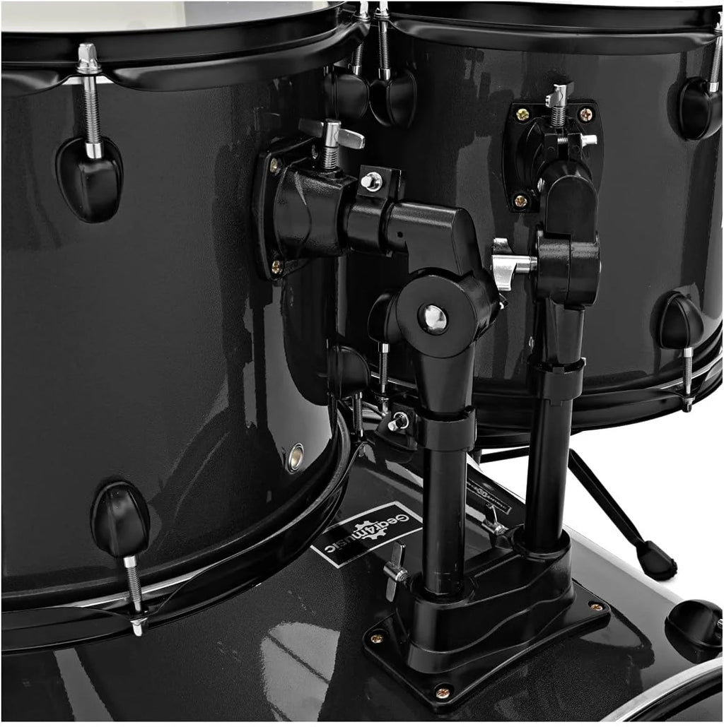 Gear4music BDK-1 Kompletny Kompaktowy Zestaw Perkusyjny dla Początkujących - 5-Częściowy Zestaw Perkusji Akustycznej, Talerze, Pedał Stopy, Stołek i Pałeczki - Czarny