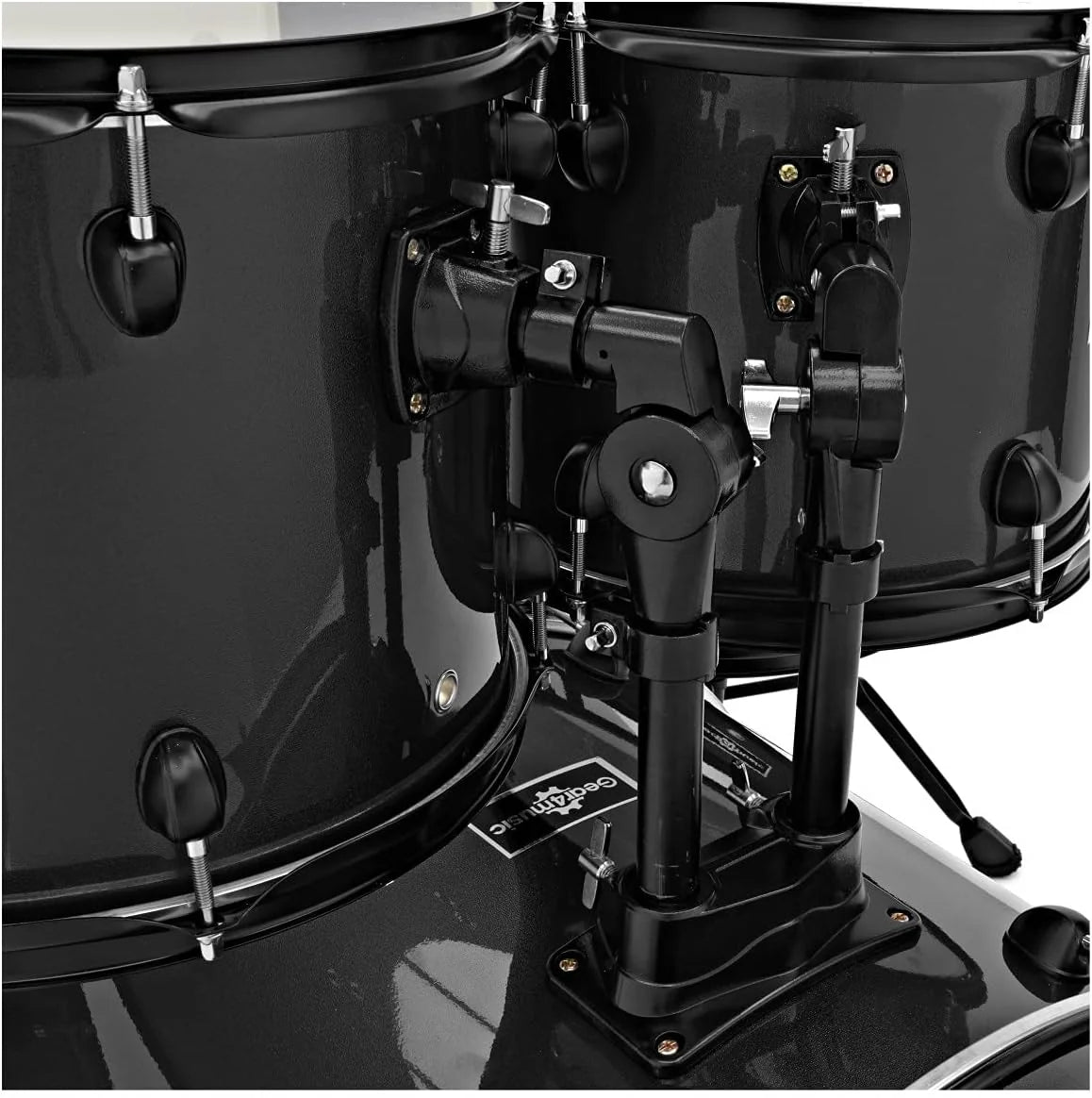 Gear4music BDK-1 Kompletny Kompaktowy Zestaw Perkusyjny dla Początkujących - 5-Częściowy Zestaw Perkusji Akustycznej, Talerze, Pedał Stopy, Stołek i Pałeczki - Czarny