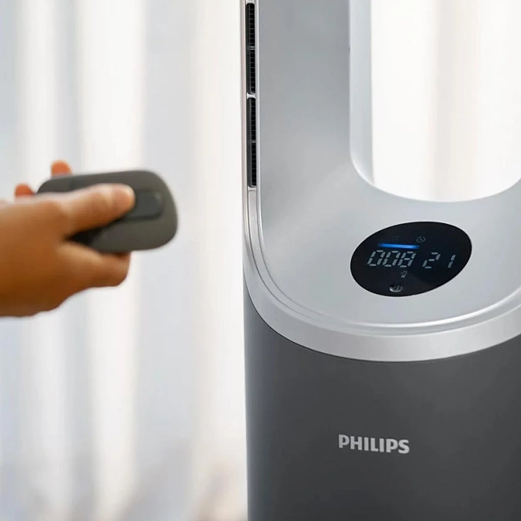 Philips Oczyszczacz i nawilżacz powietrza 2 w 1 z serii 3000, 131 m², filtr NanoProtect HEPA i filtr z aktywnym węglem usuwa 99,97% wszystkich niewidocznych cząstek, kolor biały (AC3737/10)
