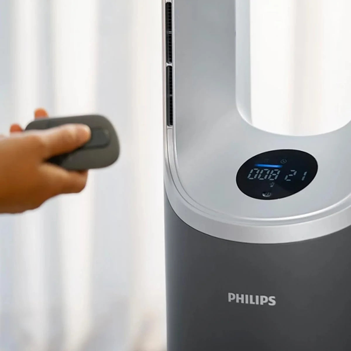 Philips Oczyszczacz i nawilżacz powietrza 2 w 1 z serii 3000, 131 m², filtr NanoProtect HEPA i filtr z aktywnym węglem usuwa 99,97% wszystkich niewidocznych cząstek, kolor biały (AC3737/10)