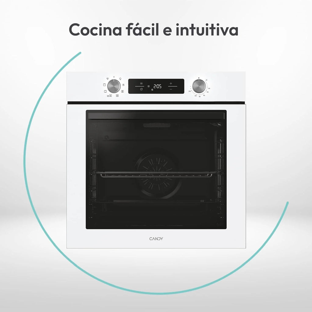 Candy Bake 600 CA6 N3T1HTW Piekarnik Wielofunkcyjny, 78L, Przepisy przez aplikację hOn, 1 Taca i 1 Ruszt, Czyszczenie Hydrolityczne, Konwekcja + Wentylator, 9 Funkcji, Ready UX, Biały
