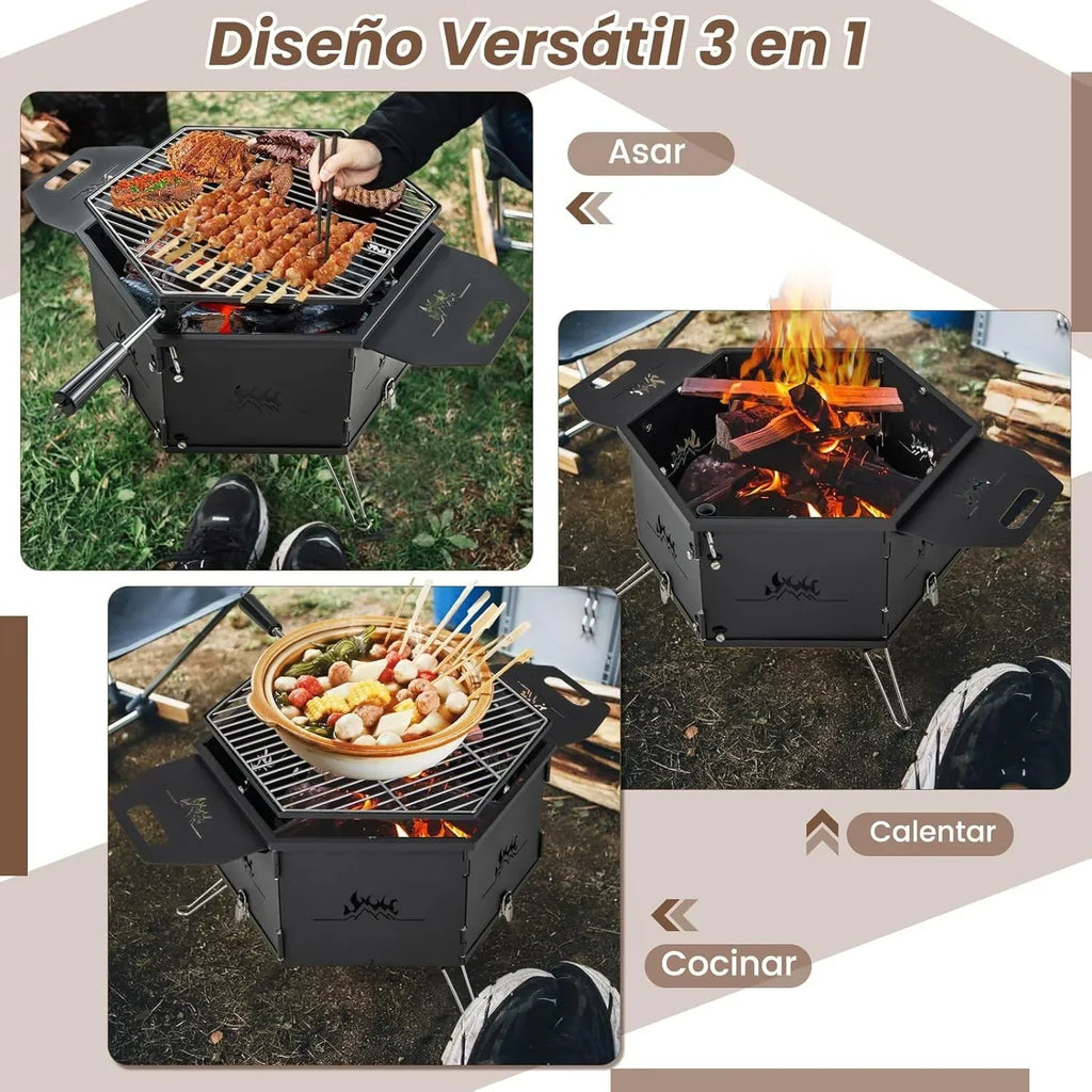 Barbacoa Węglowa Grande Grill Węglowy I Na Drewno Z Rozkładanym Korpusem I Nóżkami Costway 77 X 74 X 38 Cm
