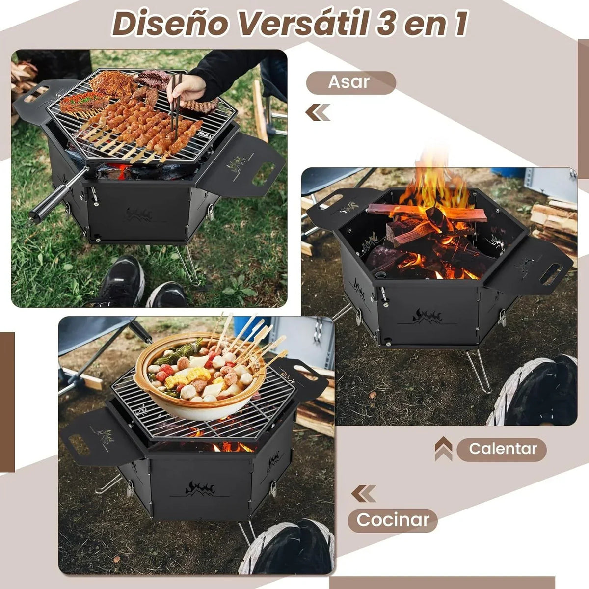 Barbacoa Węglowa Grande Grill Węglowy I Na Drewno Z Rozkładanym Korpusem I Nóżkami Costway 77 X 74 X 38 Cm