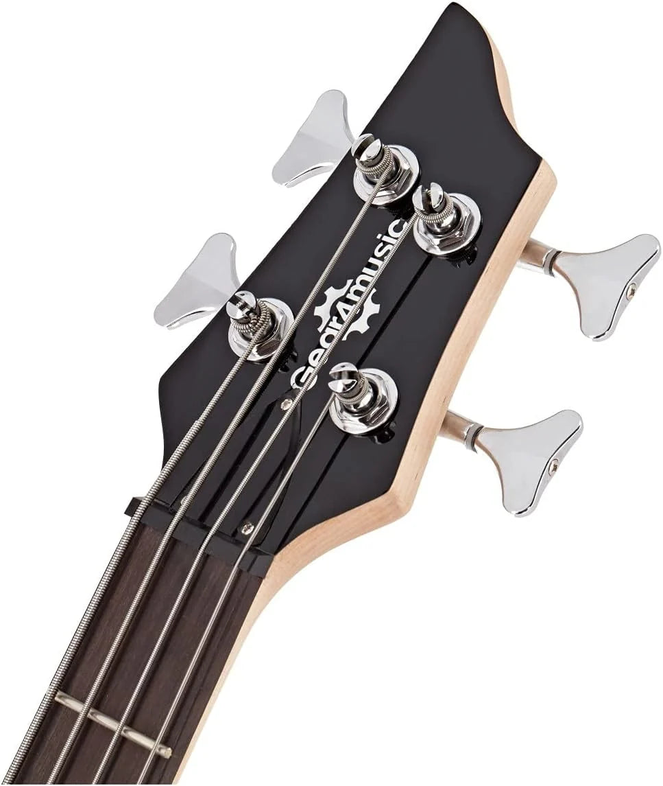 Gitara Basowa Elektryczna Chicago By Gear4music Z Wzmacniaczem 15 W, 4-strunowa, Czarna