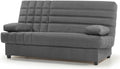 SHIITO - Sofa rozkładana 3-osobowa z pojemnikiem na pościel - 100 x 193 x 100 cm - Model Romeo - z mechanizmem klik-klak - W zestawie 2 poduszki - Kolor ciemnoszary