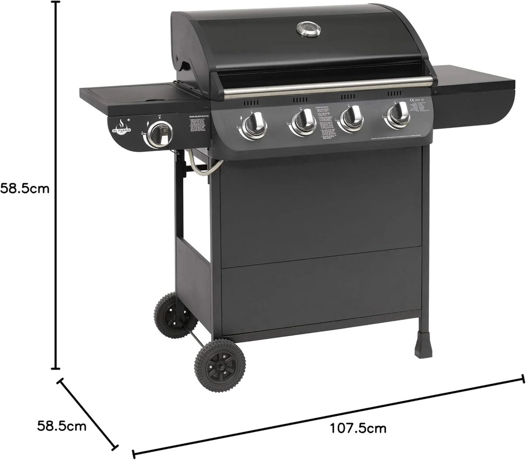 Grill gazowy „COLUMBUS” 4 + 1 palnik El Fuego® BBQ grill na kółkach, grill gazowy Barbecue AY 563