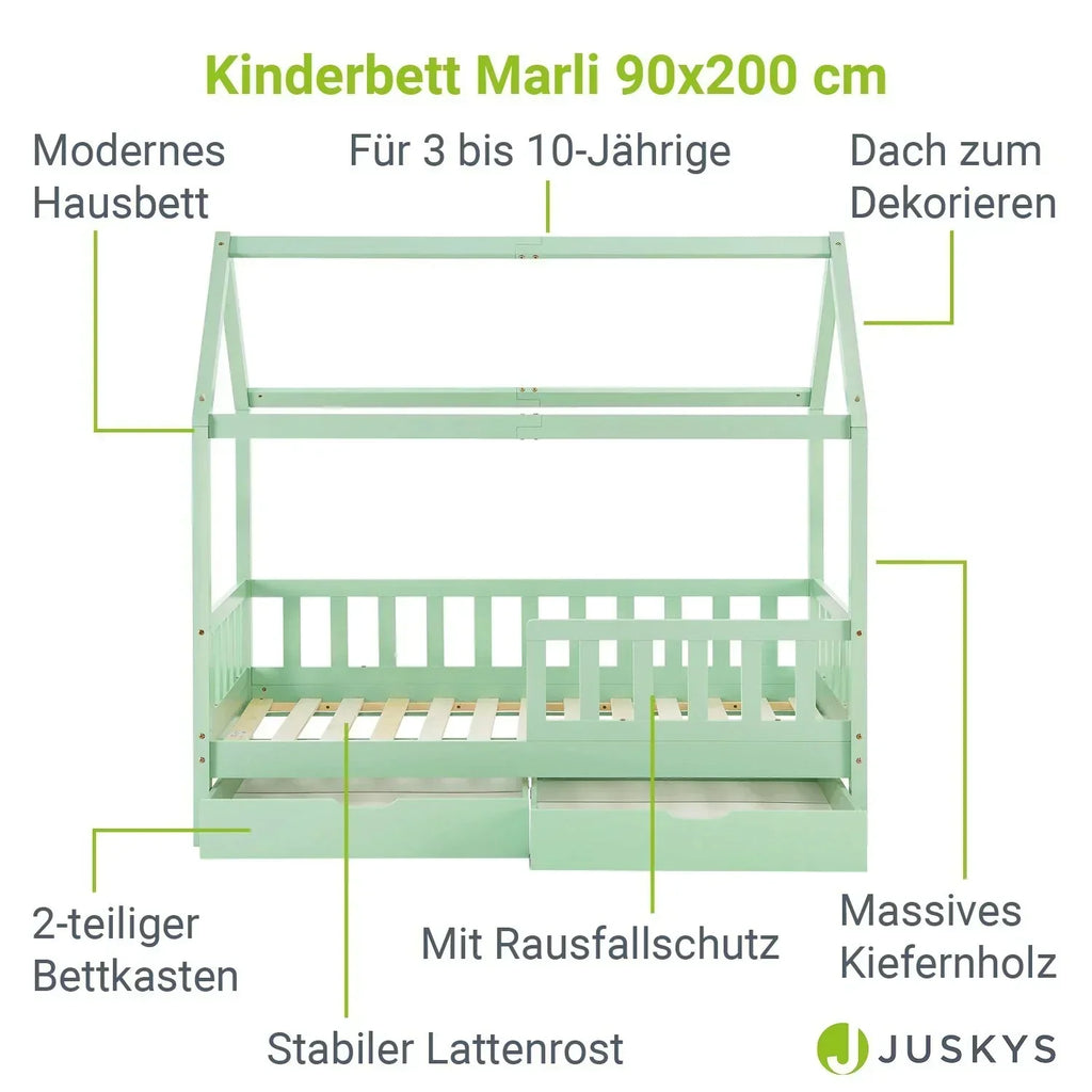 2026 Łóżko dziecięce Marli 90 x 200 cm ze schowkami