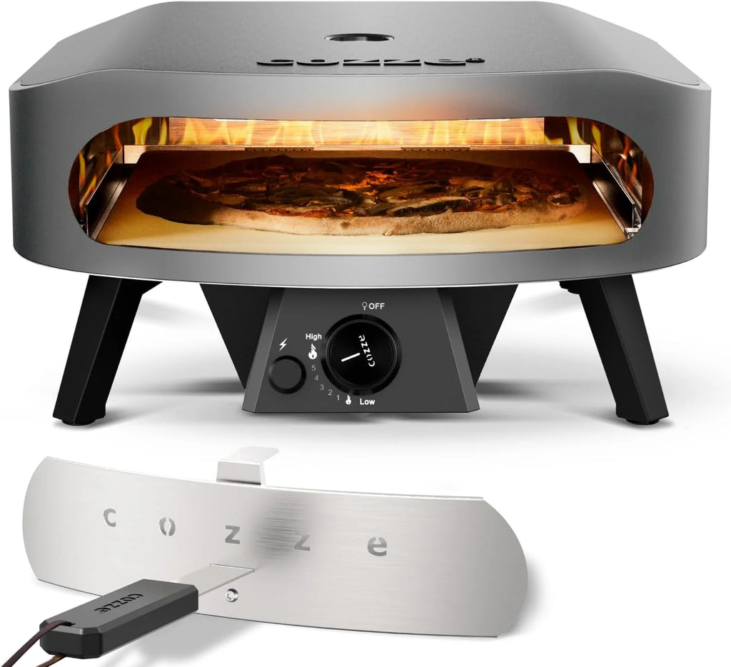 COZZE Gas Pizza Oven 17 inch – Large Outdoor Pizza Oven (50 mbar) – Pizza Oven with Regulator for Family Pizza