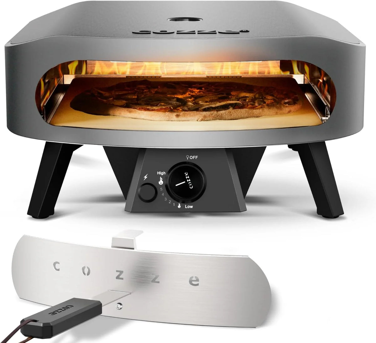 COZZE Gas Pizza Oven 17 inch – Large Outdoor Pizza Oven (50 mbar) – Pizza Oven with Regulator for Family Pizza