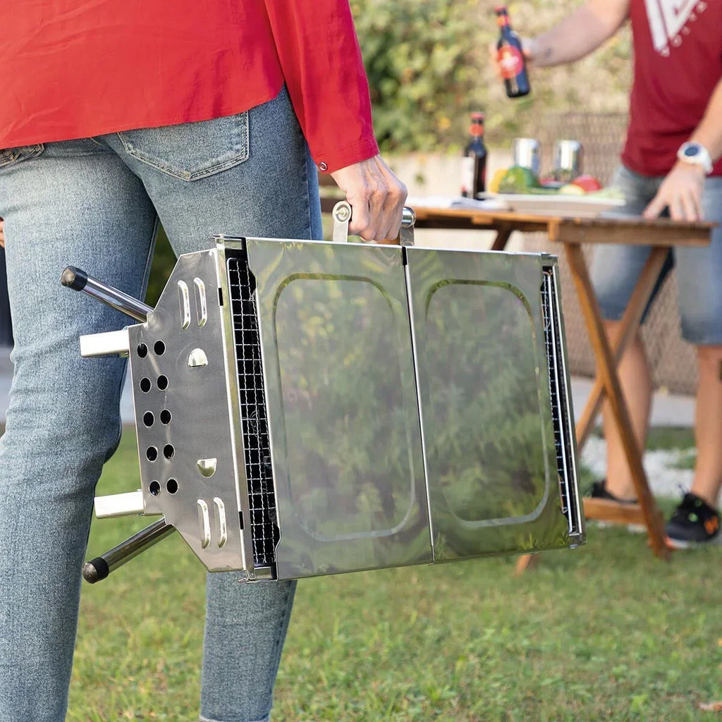 Innowacyjny składany grill węglowy ze stali nierdzewnej InnovaGoods