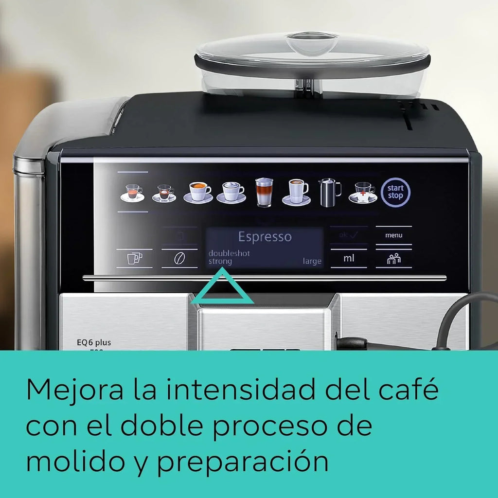 Siemens – Ekspres automatyczny EQ6 plus s500, aromaDouble Shot, autoMilk Clean, ceramDrive, Display CoffeeSelect, Czarny/Inox, TE655203RW