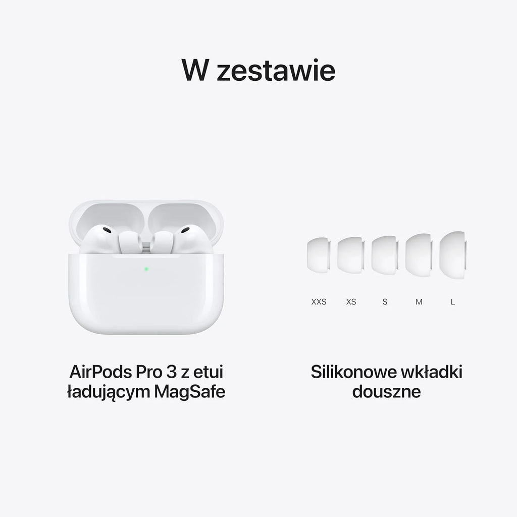 Apple AirPods Pro 3 Wireless Earbuds, active noise cancellation, heart rate measurement, hearing aid function, Bluetooth, spatial audio, Hi-Fi, USB-C charging