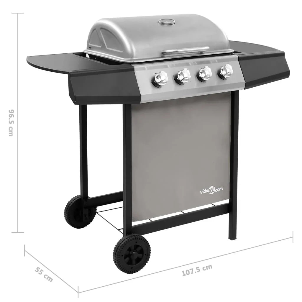 Czarno-srebrny grill gazowy 4-palnikowy Vidaxl