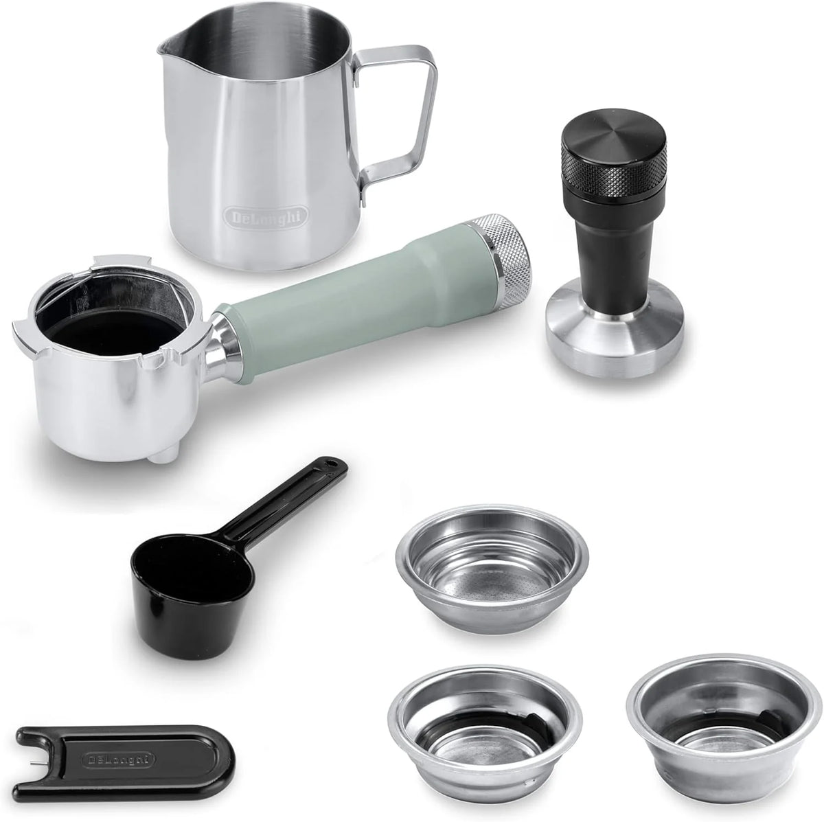 De'Longhi Dedica – Ekspres Kolbowy do Kawy Mielonej lub w Saszetkach, Espresso i Cappuccino, Zbiornik 1.3 Litra, System Anti-Drip, Model EC685.M, Kolor Metaliczny