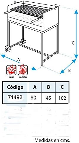 IMEX EL ZORRO Grill z cegłą szamotową i emaliowanym rusztem, 90 x 45 x 102 cm