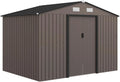Outsunny Metalowy Domek Ogrodowy, 5 m², 277x195x192 cm, Metalowa Szopa Ogrodowa z 2 Przesuwnymi Drzwiami, Wzmocnioną Podstawą (Podłoga NIE Wchodzi w Skład Zestawu) i 4 Oknami, Brązowy