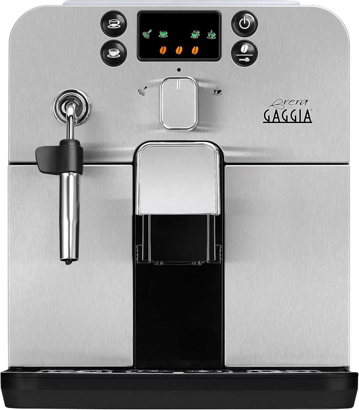 Gaggia RI9305/11 Brera – w pełni automatyczny ekspres do kawy, do espresso i cappuccino, ziaren kawy lub mielonej, 1400 W, srebrny/czarny, 100% Made in Italy