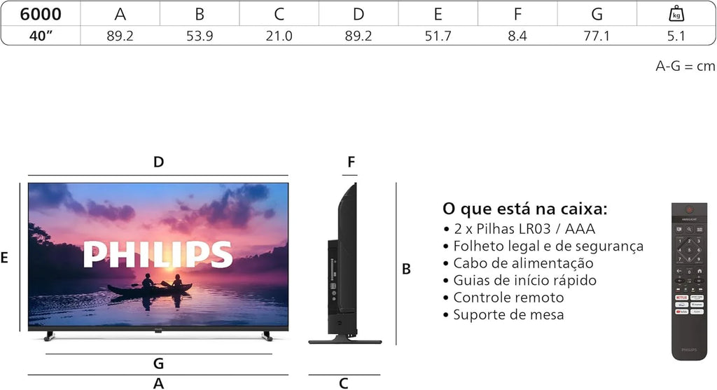 40PFS6000 HD LED Smart TV – Telewizor 40 cali z Pixel Plus, systemem Titan OS i dźwiękiem Dolby Digital – Działa z asystentami Alexa i Google Voice