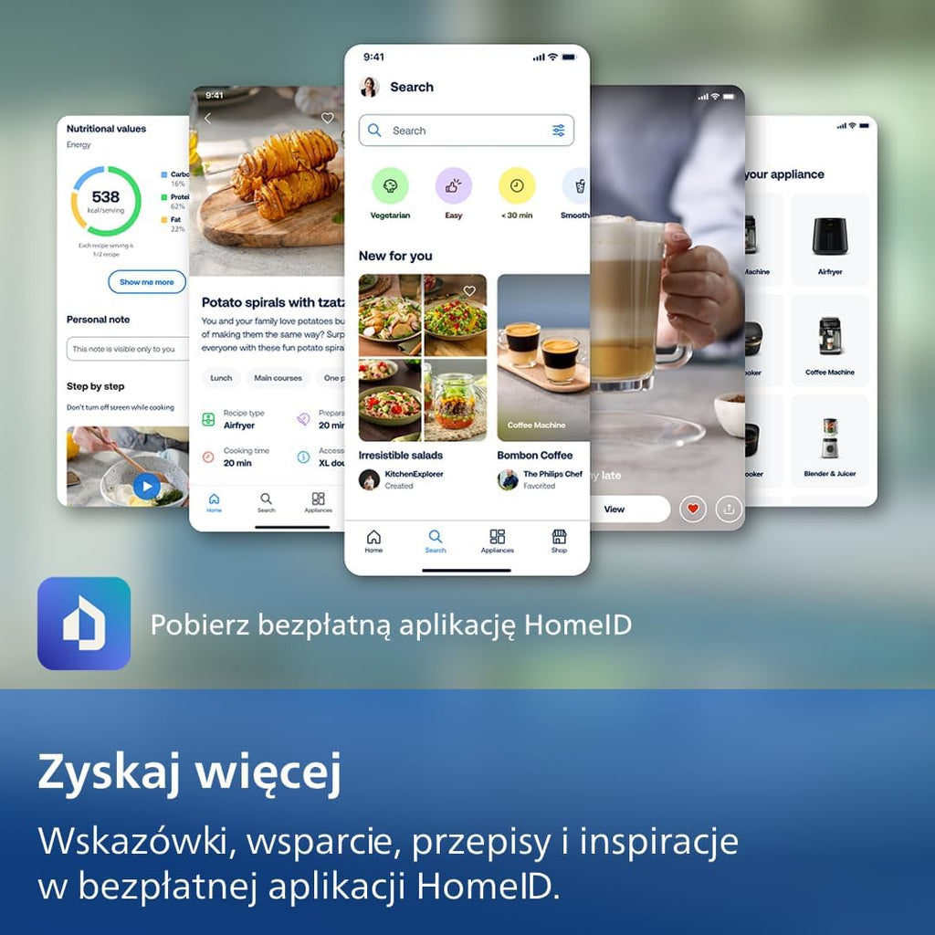 Philips Ovi Dual Basket z parą - Wyjątkowe funkcje gotowania Steamfry, Gotowania na parze, Airfry - 19 sposobów gotowania; pojemność 9L (3L + 6L), RapidAir Plus, automatyczne SteamClean (NA550/00)