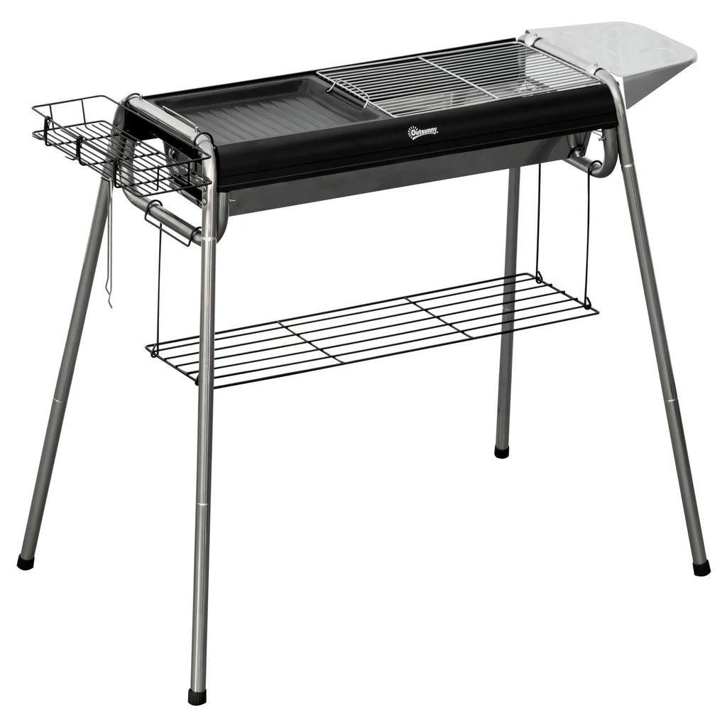 Grill Węglowy Outsunny, Stal Nierdzewna, Metal, 96x61x72 cm, Czarny