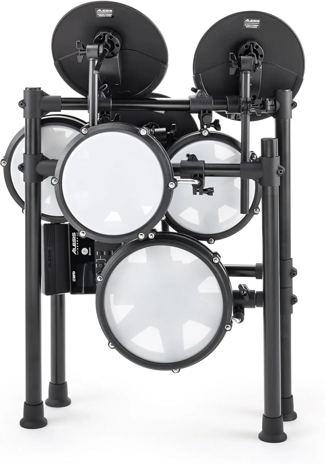 Alesis Nitro Max Kit – Elektroniczna perkusja z cichymi naciągami siateczkowymi, dwustrefowym padem werbla 10", Bluetooth, 440+ autentycznych brzmień, lekcjami Drumeo, USB MIDI, pedałem stopy