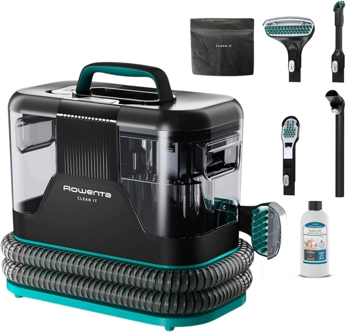 Rowenta Clean It, Odkurzacz do tapicerki, Szybkie i łatwe czyszczenie, Nadaje się do sprzątania po zwierzętach, Dywany, Wnętrza samochodów, 750W, 6 akcesoriów, IN5020F0