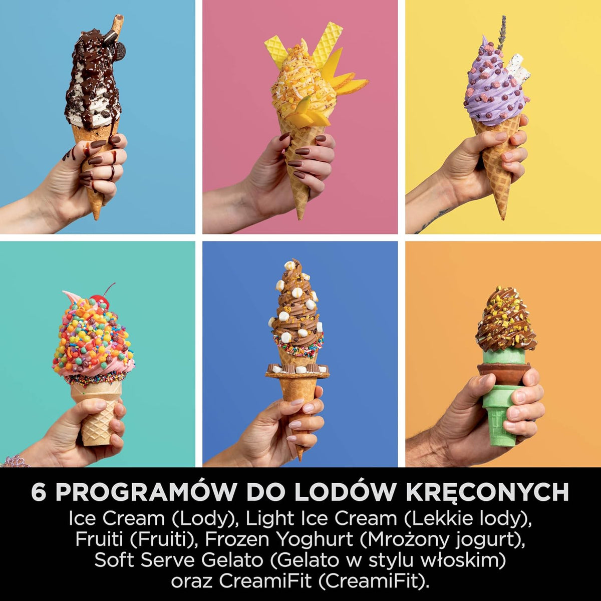 Ninja CREAMI Scoop & Swirl maszynka do lodów z 2 pojemnikami, 13 funkcji, przygotowuje lody, lody włoskie, gelato, sorbety, koktajle mleczne i inne desery, opcja dodatków, Srebrny, NC701EU