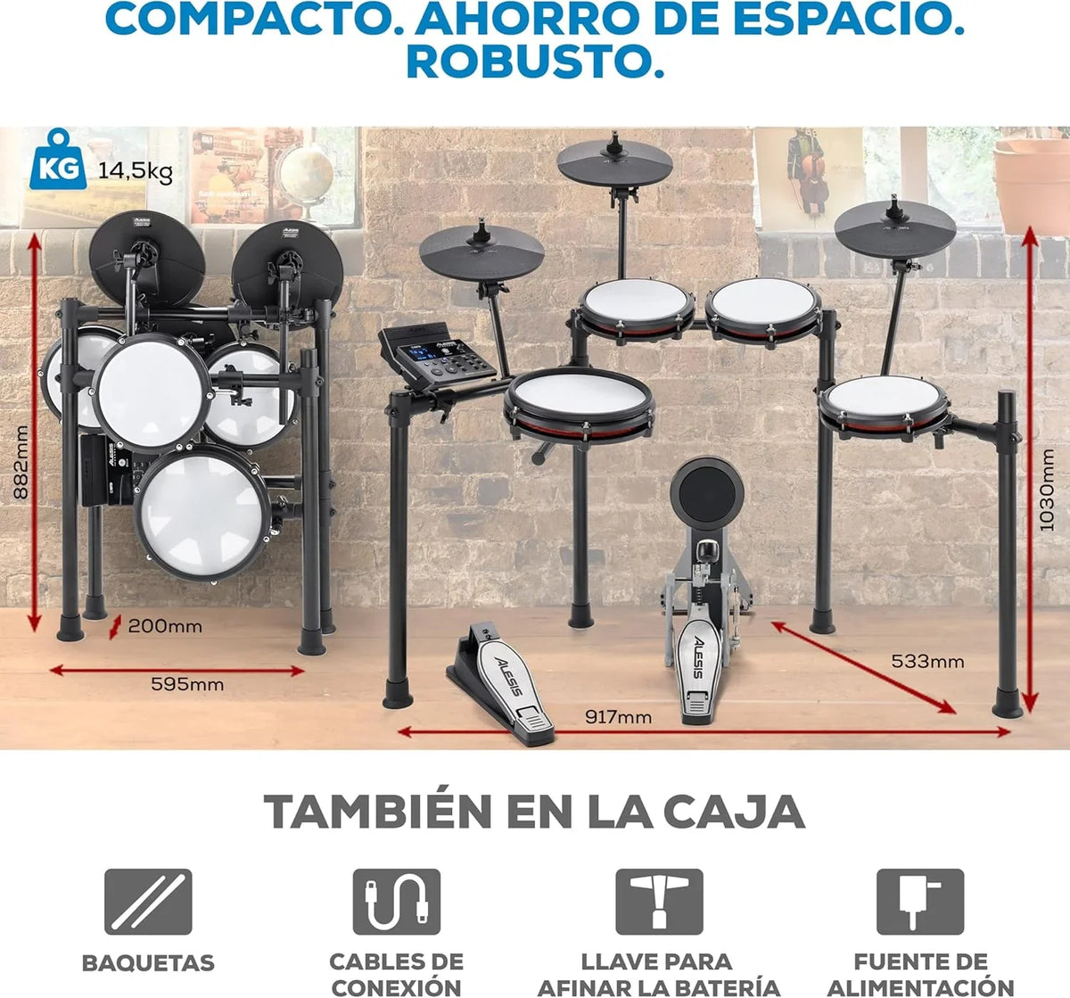 Alesis Nitro Max Kit – Elektroniczna perkusja z cichymi naciągami siateczkowymi, dwustrefowym padem werbla 10", Bluetooth, 440+ autentycznych brzmień, lekcjami Drumeo, USB MIDI, pedałem stopy