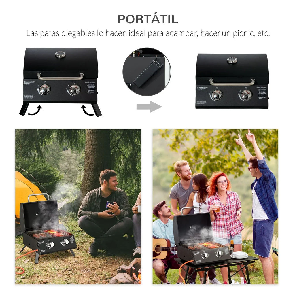 Grill Gazowy Stołowy Ze Stali Węglowej 55x46,5x41cm-outsunny.czarny