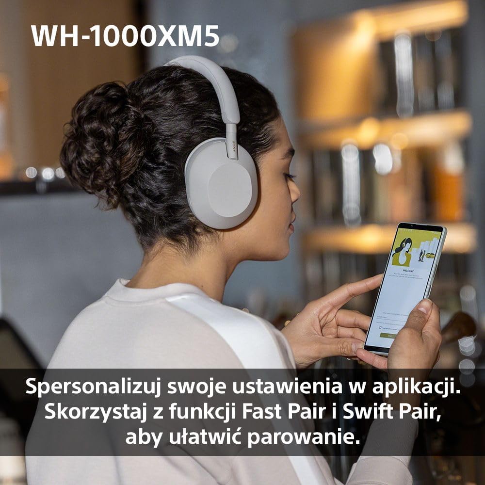 Sony WH-1000XM5 ANC Bezprzewodowe Słuchawki Nauszne z Redukcją Hałasu, Bluetooth, Clear Call Quality, Hi-Res, Do 30H Baterii, Szybkie Ładowanie, Alexa i Google Assistant, IOS i Android - Czarne