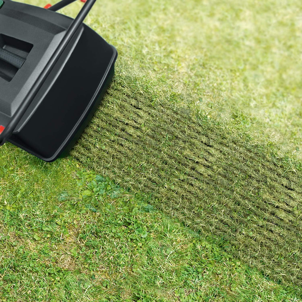Bosch elektryczny wertykulator UniversalVerticut 1100 (1100 W, szerokość robocza: 32 cm, pojemność pojemnika na odpady: 50 l, w kartonie), nowy design klasyczna zieleń