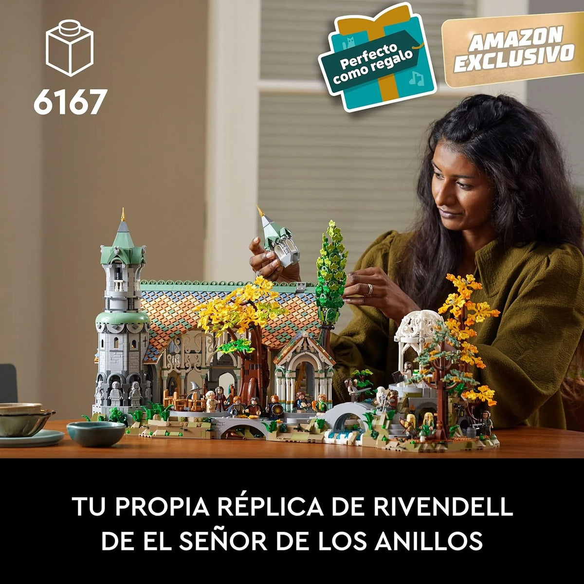 Icons Władca Pierścieni: RIVENDELL – Prezent na Dzień Ojca – Model Śródziemia do Zbudowania – Wielki Zestaw z 15 Minifigurkami, w tym Frodo, Bilbo, Gandalf i Legolas 10316
