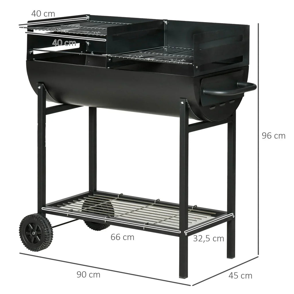 Metalowy Grill Węglowy 90x45x96 Cm-outsunny. Czarny