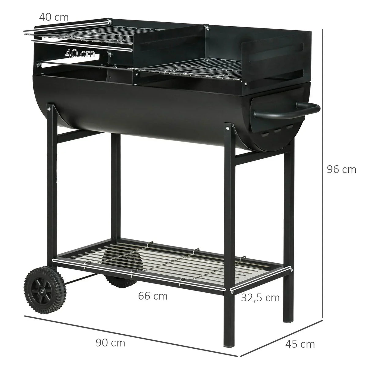 Metalowy Grill Węglowy 90x45x96 Cm-outsunny. Czarny