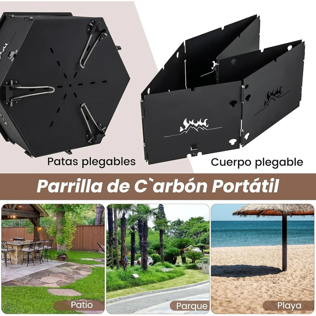 Barbacoa Carbon Grande Grill Węglowy I Na Drewno Z Składanym Korpusiem I Nóżkami Costway 77 X 74 X 38 Cm