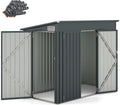COSTWAY Szopa Ogrodowa Zewnętrzna, 235 x 117 x 185 cm, Schowek Ogrodowy Zewnętrzny z 2 Drzwiami, Pochyłym Dachem, Domek Organizator z Galwanizowanego Metalu, Organizator Narzędzi do Ogrodu na Patio
