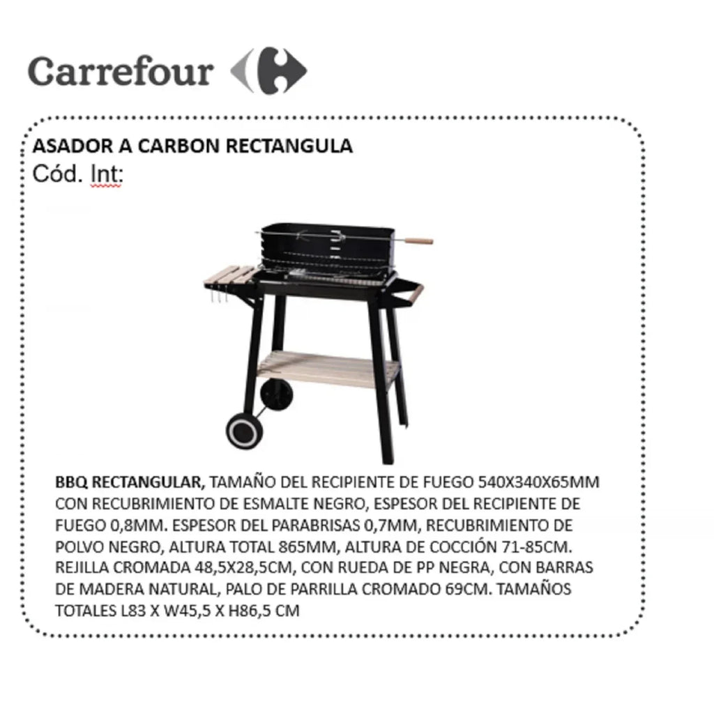 Grill wózek prostokątny czarny 83x45,5x86,5 cm