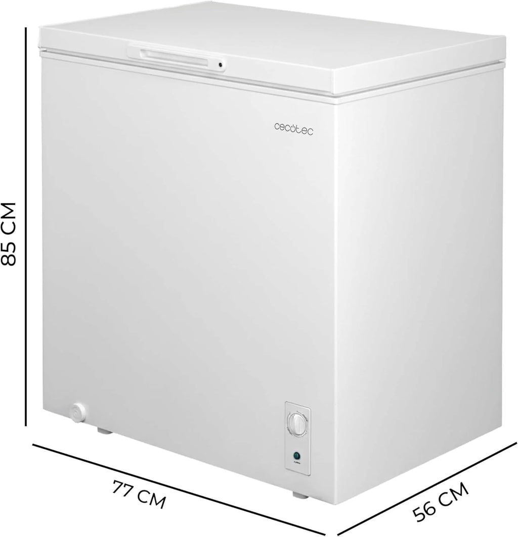 Cecotec Congelador Horizontal 198L Bolero CoolMarket Chest 198M White D. Kosz z uchwytami, Mechaniczne sterowanie LED, UltraContact D-Cool, Podwójna funkcja, Drzwi ZeroG (80º-30º), Szybkie zamrażanie, Kompaktowy