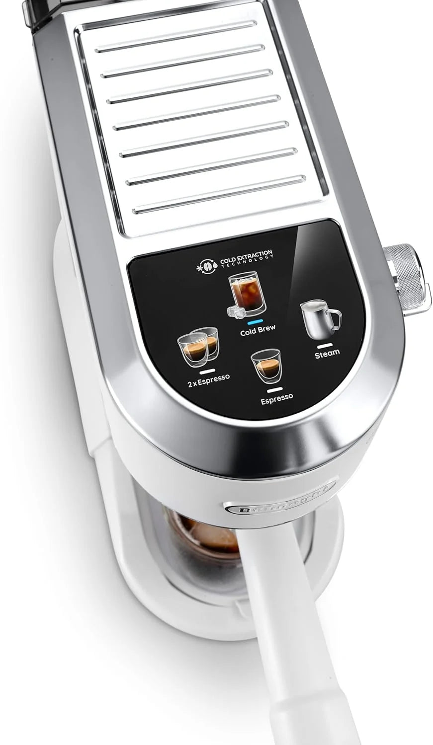 De'Longhi Dedica – Ekspres Kolbowy do Kawy Mielonej lub w Saszetkach, Espresso i Cappuccino, Zbiornik 1.3 Litra, System Anti-Drip, Model EC685.M, Kolor Metaliczny