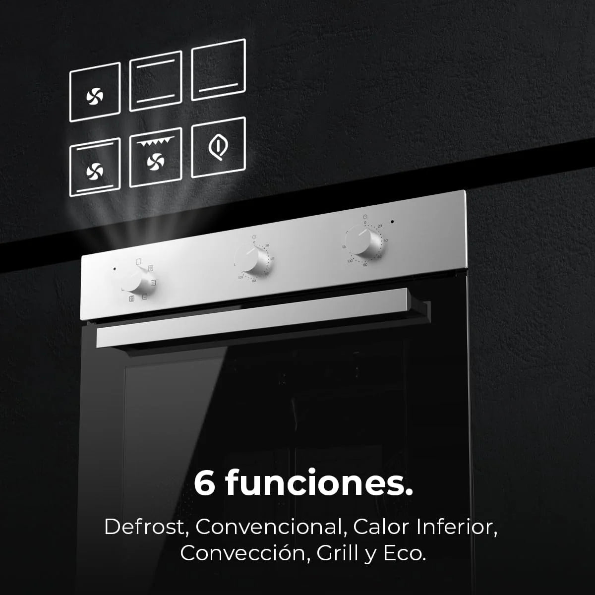 Piekarnik do zabudowy Cecotec Multifunción 70L Bolero Hexa M236000 Inox Time. 2800W, 6 funkcji, Timer, Steam Base XXL, Steam Assist, Steam EasyClean, wentylator chłodzący, tryb rozmrażania, Eco, konwekcja