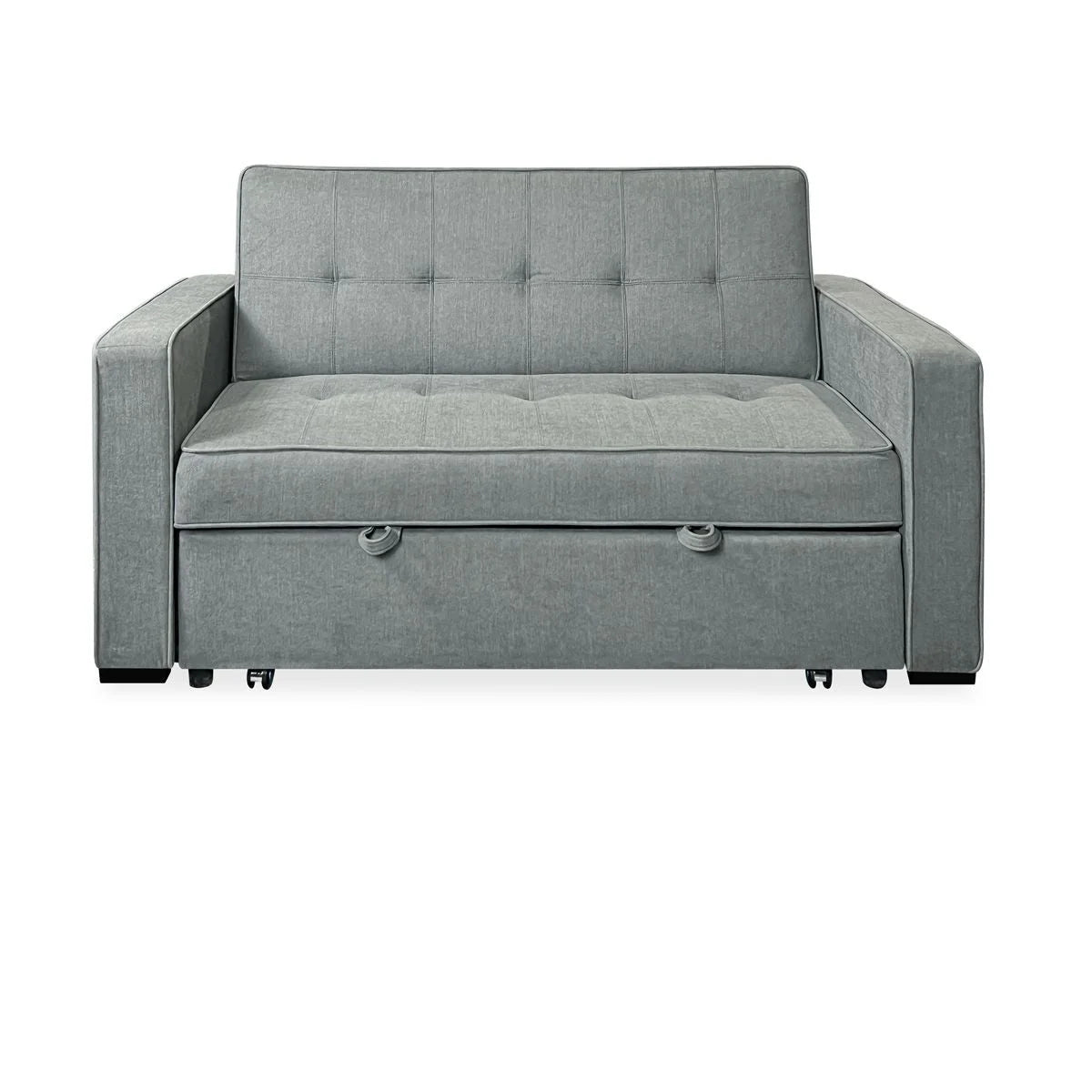 Sofa dwuosobowa rozkładana model Vienna z podłokietnikami, szara, nowoczesna, praktyczna i funkcjonalna
