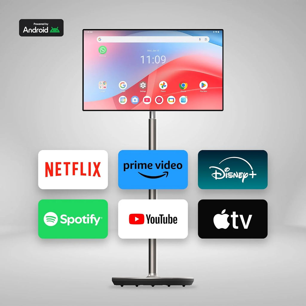 THOMSON 32 cale (81 cm) Go Plus, Przenośny Android 4K UHD – Dotykowy Ekran WiFi Bluetooth Sterowanie Głosowe, Hotspot, 4 Godziny Baterii, Możliwość Pochylenia i Regulacji Wysokości