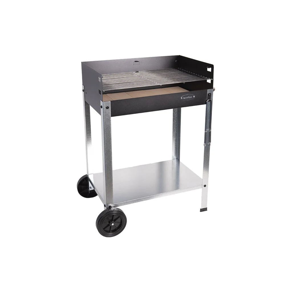 Cofan Grill Węglowy Na Kółkach | Regulowany Ruszt | Z Cegłą Szamotową I Bocznym Uchwytem | Łatwy Transport | Duża Powierzchnia Do Grillowania | Wymiary: 56,7 X 36 X 83 Cm