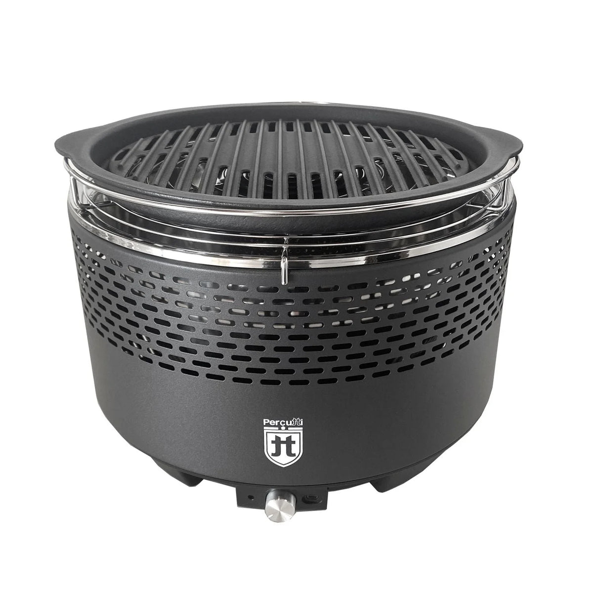 Grill Bez Dymu Percutti | Wentylator USB | Grill Węglowy Z Torbą Transportową | Szybkie i Czyste Gotowanie | Idealny Na Balkon, Kemping, Do Ogrodu Lub Na Taras