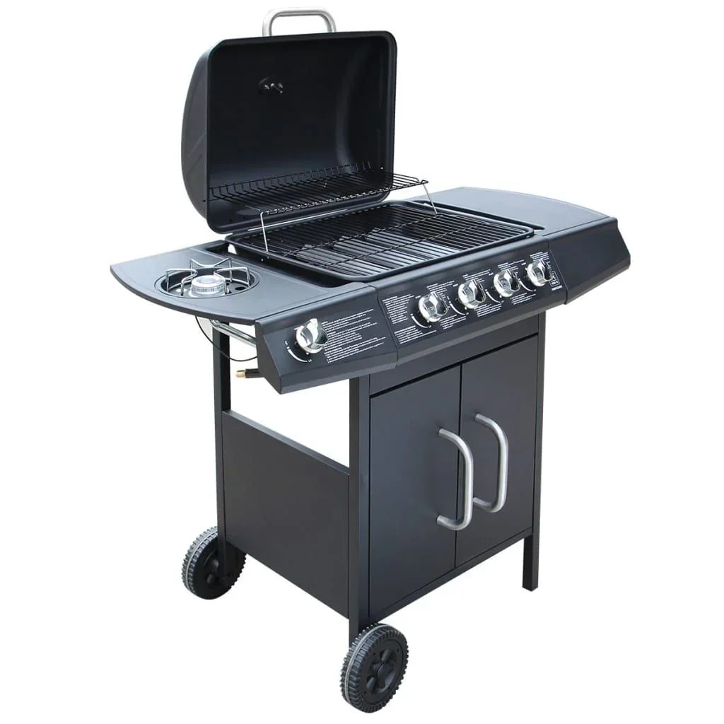 Grill Gazowy Barbacoa 4+1 Palniki Czarny Vidaxl